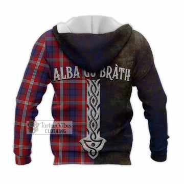 Ainslie Tartan Family Crest Knitted Hoodie Alba Gu Brath Be Brave Lion Ancient Style - Tartan Vibes Clothing