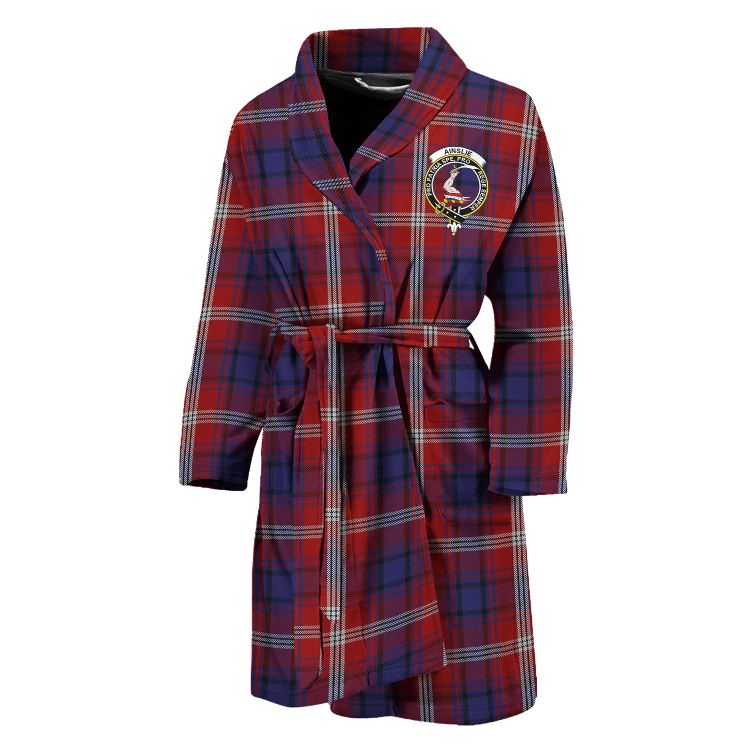 Ainslie Tartan Bathrobe with Family Crest Unisex M - Tartan Vibes Clothing