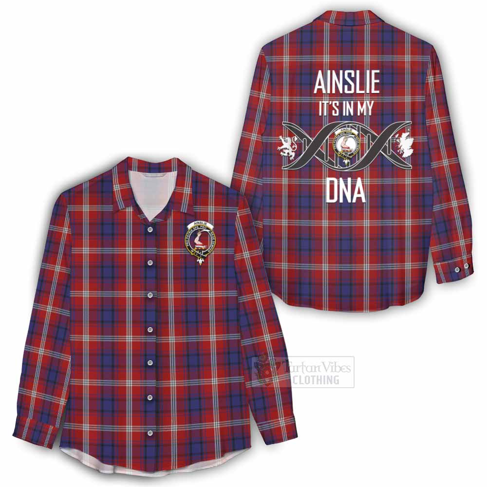 Tartan Vibes Clothing Ainslie Tartan Women's Casual Shirt with Family Crest DNA In Me Style