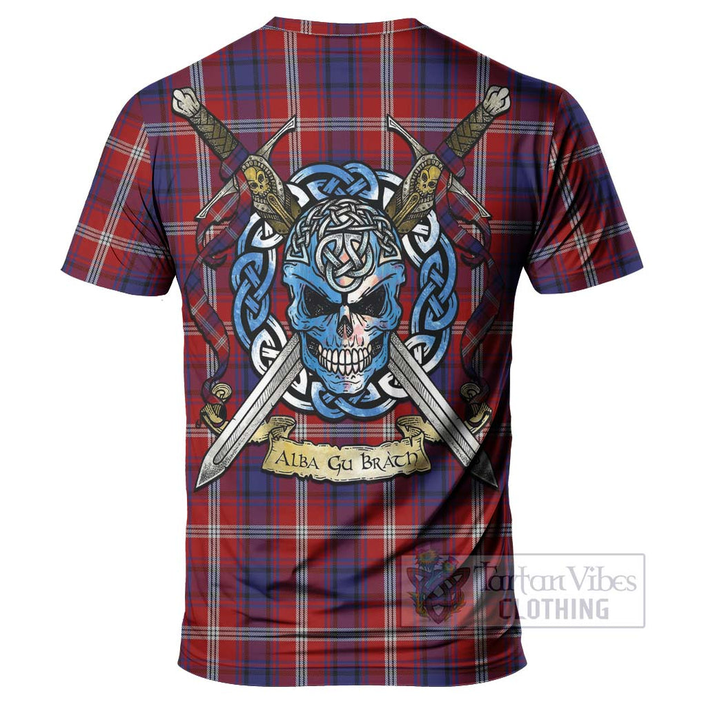 Tartan Vibes Clothing Ainslie Tartan T-Shirt with Family Crest Celtic Skull Style