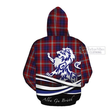 Ainslie Tartan Cotton Hoodie with Alba Gu Brath Regal Lion Emblem