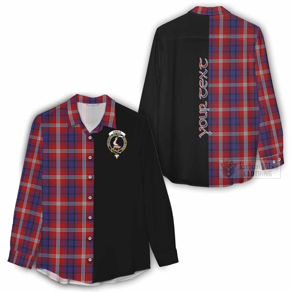 Tartan Vibes Clothing Ainslie Tartan Women's Casual Shirt with Family Crest and Half Of Me Style