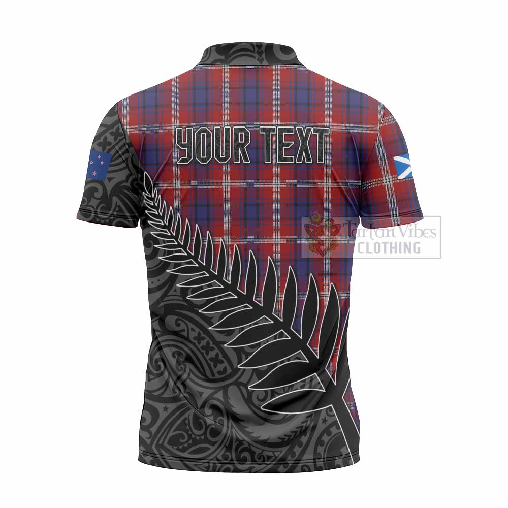 Tartan Vibes Clothing Ainslie Crest Tartan Zipper Polo Shirt with New Zealand Silver Fern Half Style