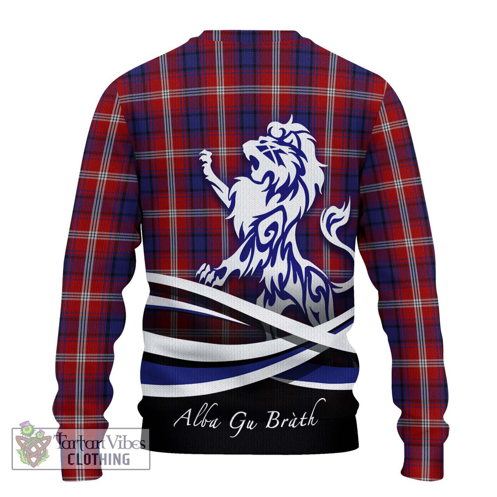 Ainslie Tartan Knitted Sweater with Alba Gu Brath Regal Lion Emblem - Tartanvibesclothing Shop