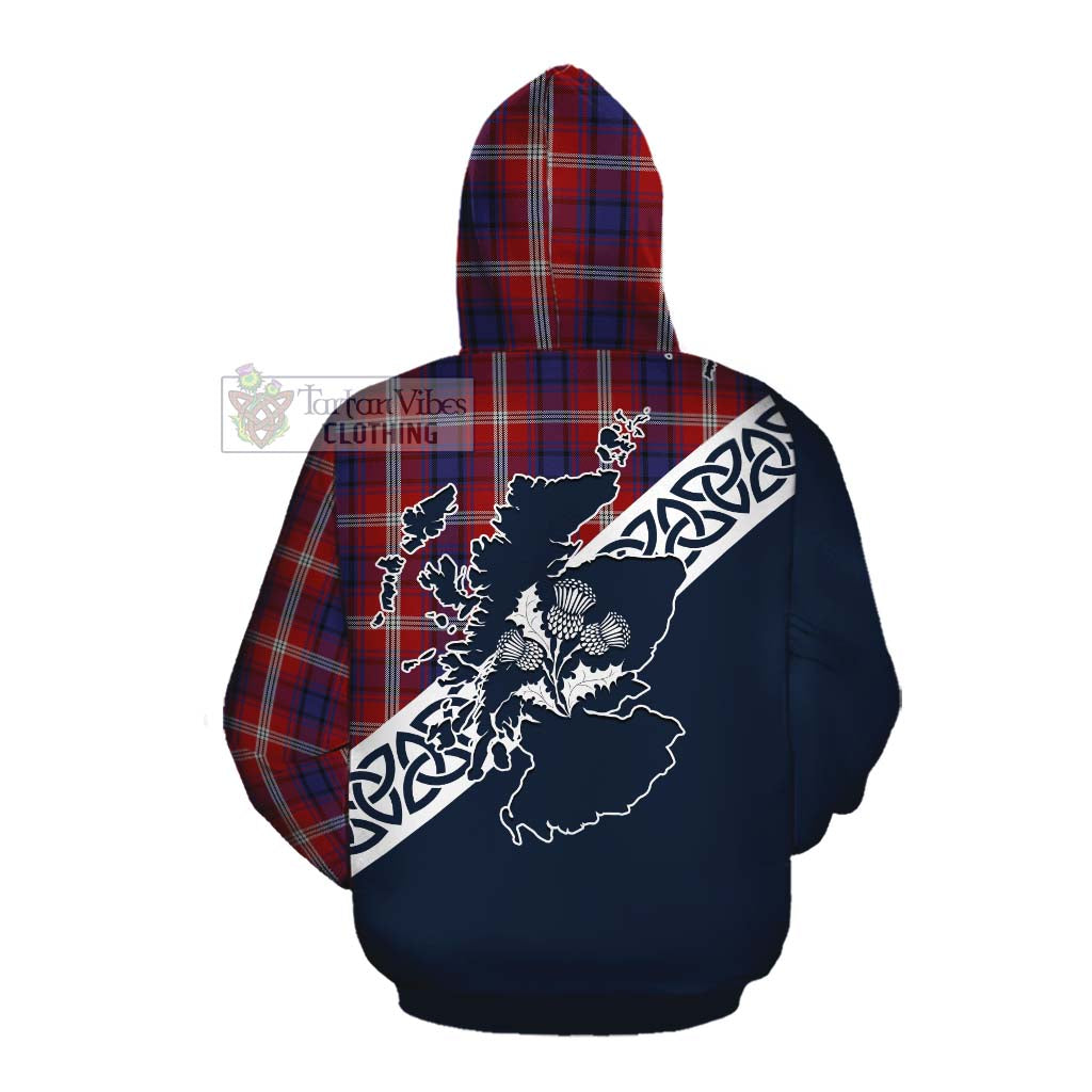 Tartan Vibes Clothing Ainslie Tartan Cotton Hoodie Featuring Thistle and Scotland Map