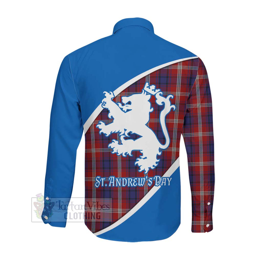 Tartan Vibes Clothing Ainslie Family Crest Tartan Long Sleeve Button Shirt Celebrate Saint Andrew's Day in Style