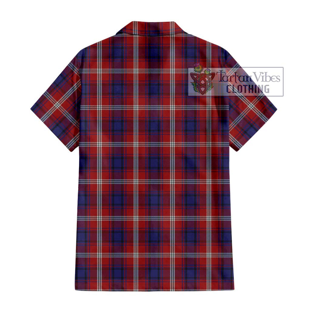 Ainslie Tartan Short Sleeve Button Shirt with Family Crest DNA In Me Style - Tartanvibesclothing Shop