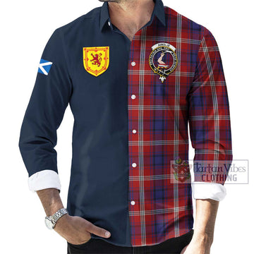 Ainslie Tartan Long Sleeve Button Shirt Alba with Scottish Lion Royal Arm Half Style