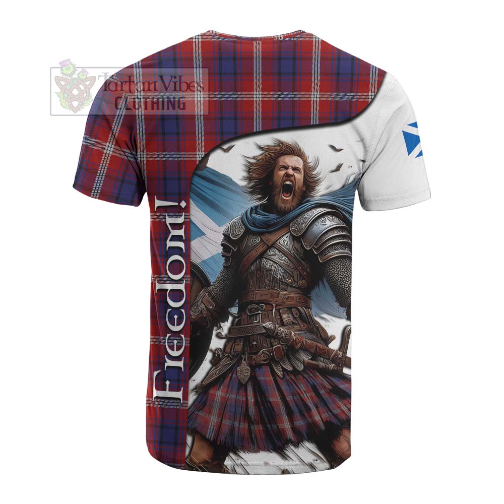 Tartan Vibes Clothing Ainslie Crest Tartan Cotton T-shirt Inspired by the Freedom of Scottish Warrior