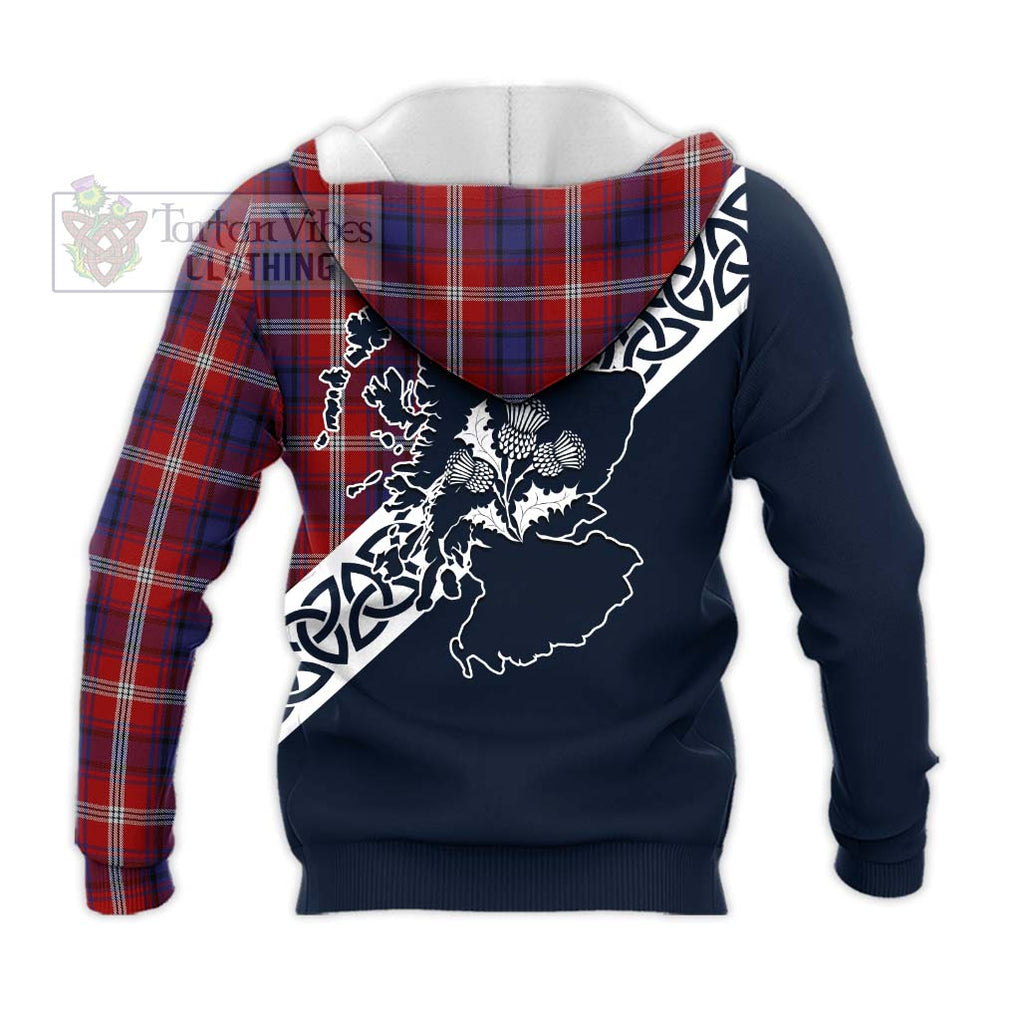 Tartan Vibes Clothing Ainslie Tartan Knitted Hoodie Featuring Thistle and Scotland Map