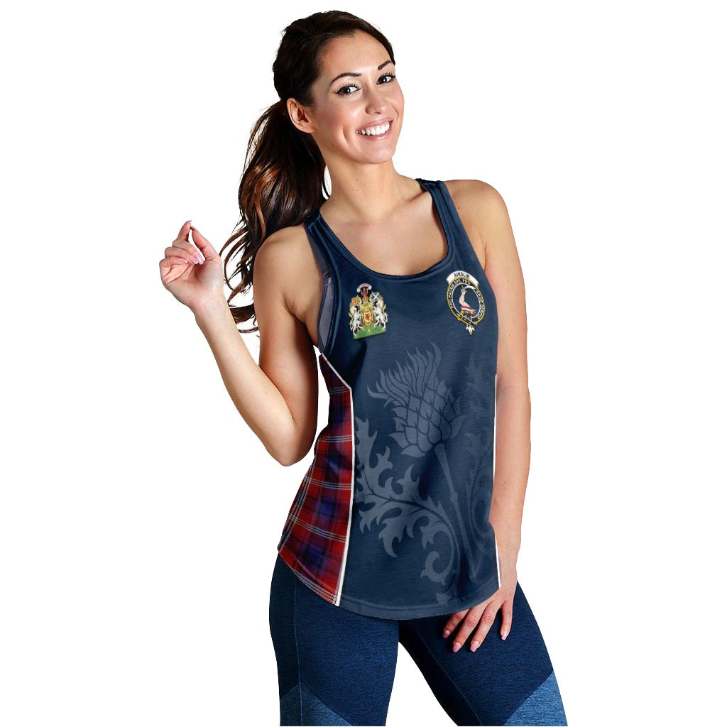 Tartan Vibes Clothing Ainslie Tartan Women's Racerback Tanks with Family Crest and Scottish Thistle Vibes Sport Style