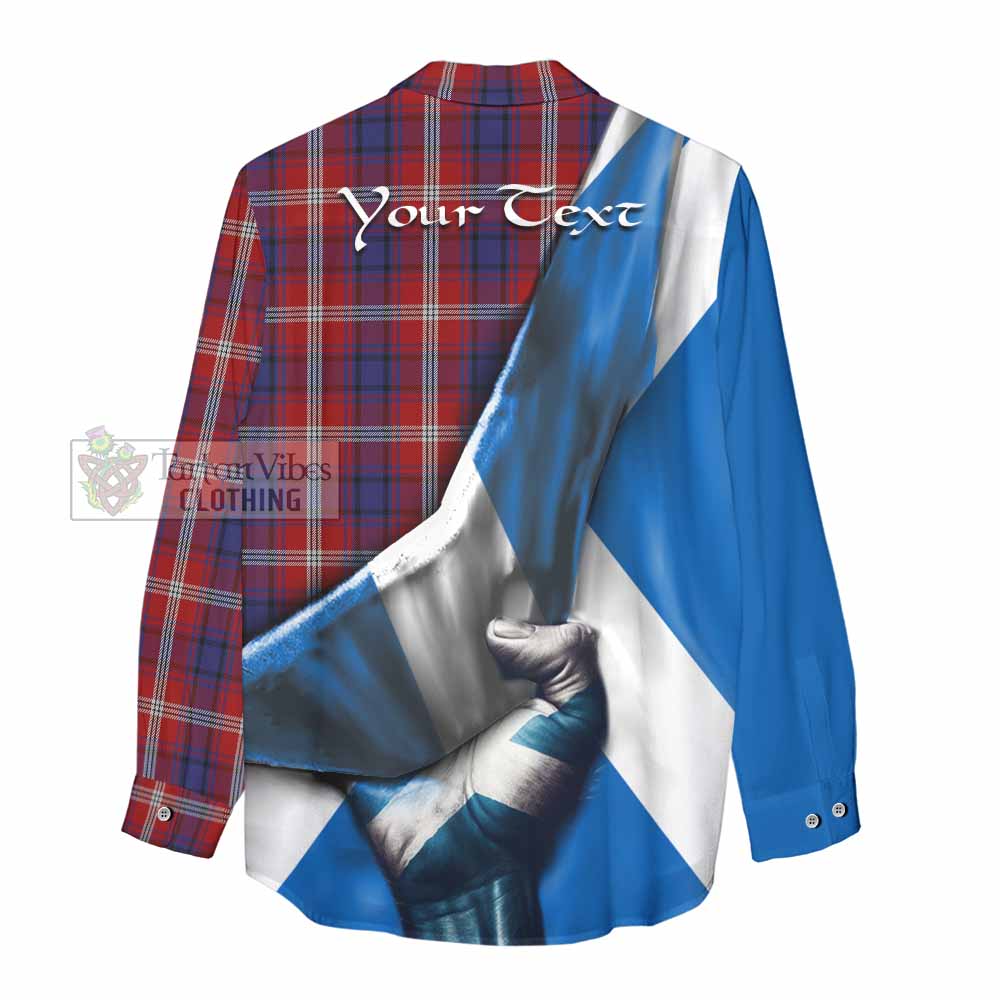 Tartan Vibes Clothing Ainslie Tartan Women's Casual Shirt with Family Crest Scotland Patriotic Style