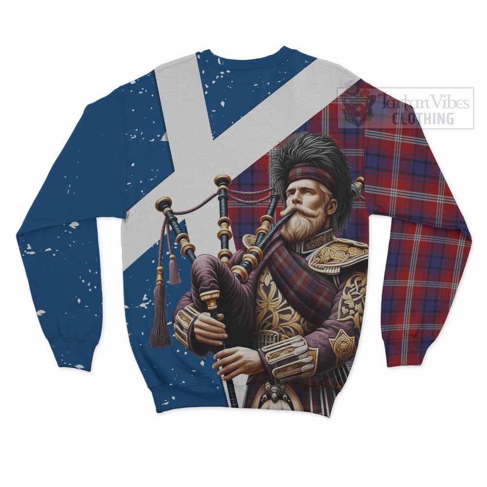 Tartan Vibes Clothing Ainslie Tartan Sweatshirt with Family Crest Scottish Bagpiper Vibes