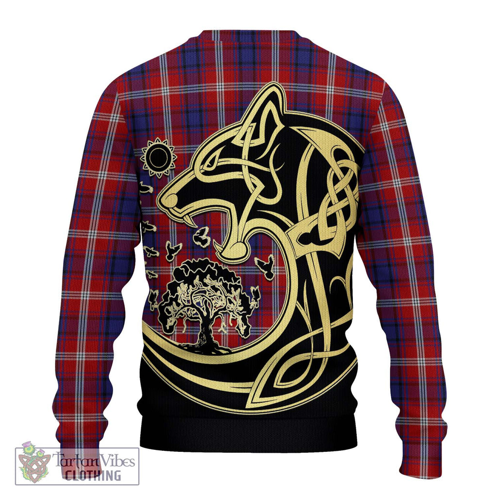 Ainslie Tartan Knitted Sweater with Family Crest Celtic Wolf Style - Tartan Vibes Clothing