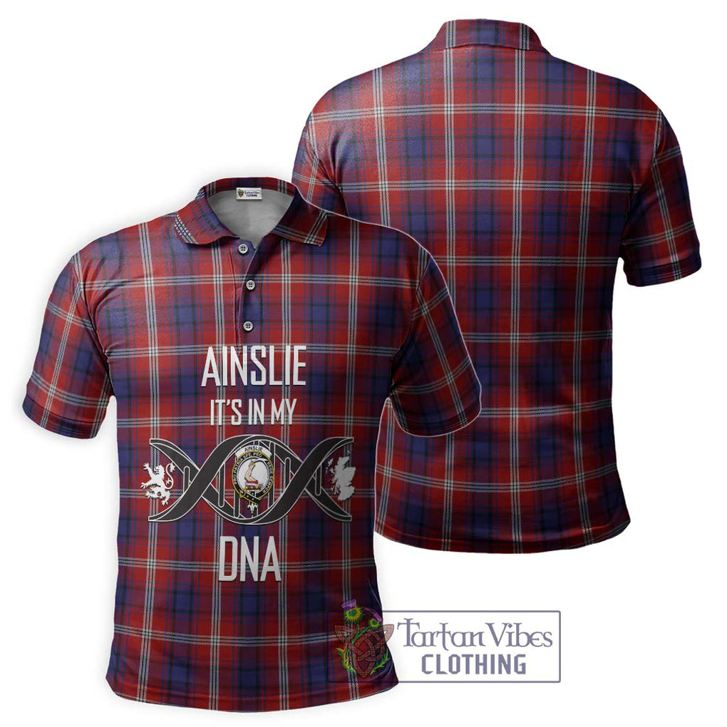 Ainslie Tartan Polo Shirt with Family Crest DNA In Me Style - Tartanvibesclothing Shop