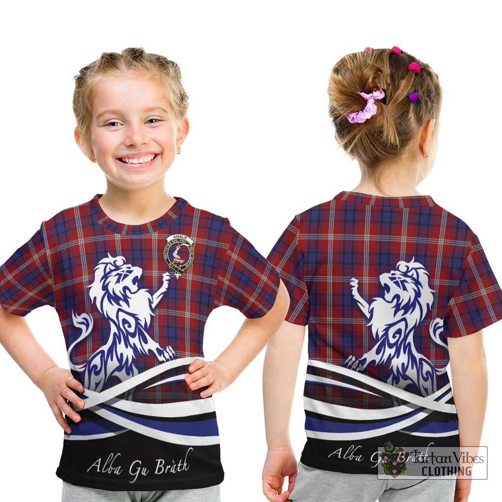 Ainslie Tartan Kid T-Shirt with Alba Gu Brath Regal Lion Emblem - Tartanvibesclothing Shop