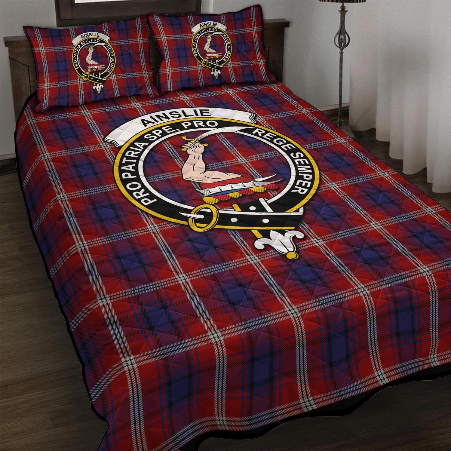 Ainslie Tartan Quilt Bed Set with Family Crest - Tartan Vibes Clothing