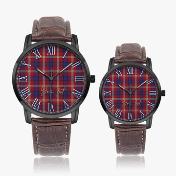 Ainslie Tartan Personalized Your Text Leather Trap Quartz Watch