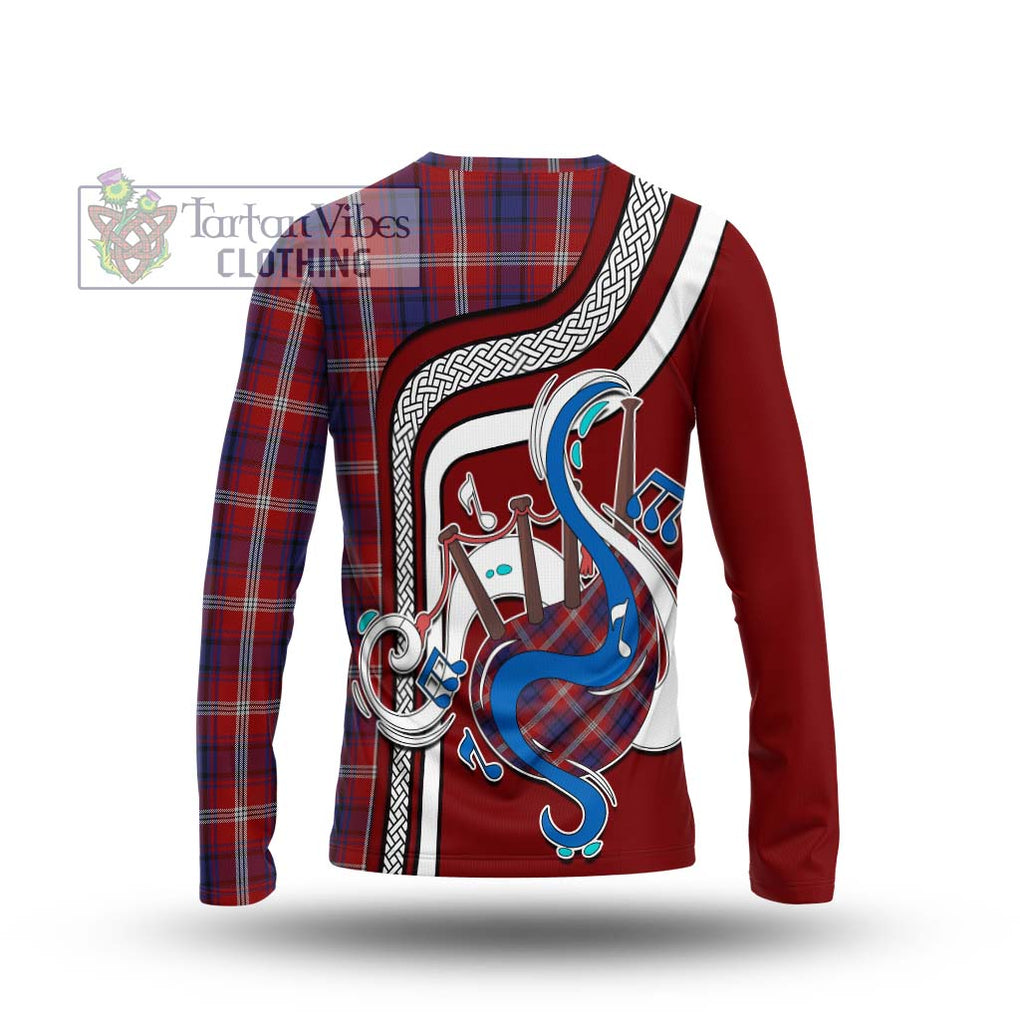 Tartan Vibes Clothing Ainslie Tartan Long Sleeve T-Shirt with Epic Bagpipe Style