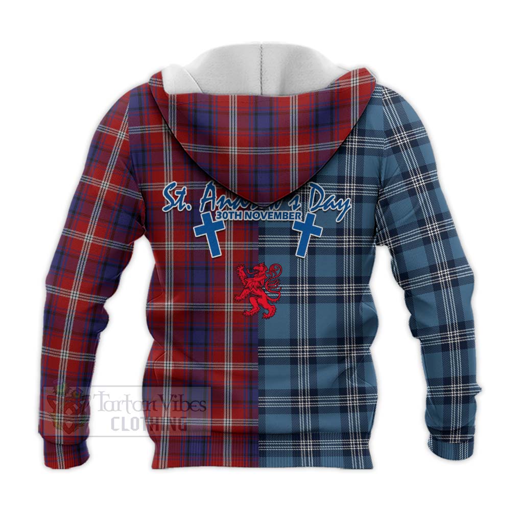 Tartan Vibes Clothing Ainslie Tartan Knitted Hoodie Happy St. Andrew's Day Half Tartan Style