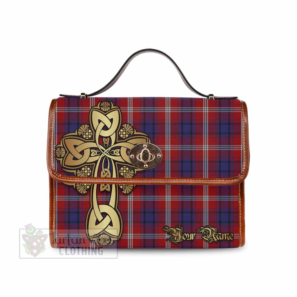 Tartan Vibes Clothing Ainslie Tartan Waterproof Canvas Bag Golden Thistle Celtic Cross Style