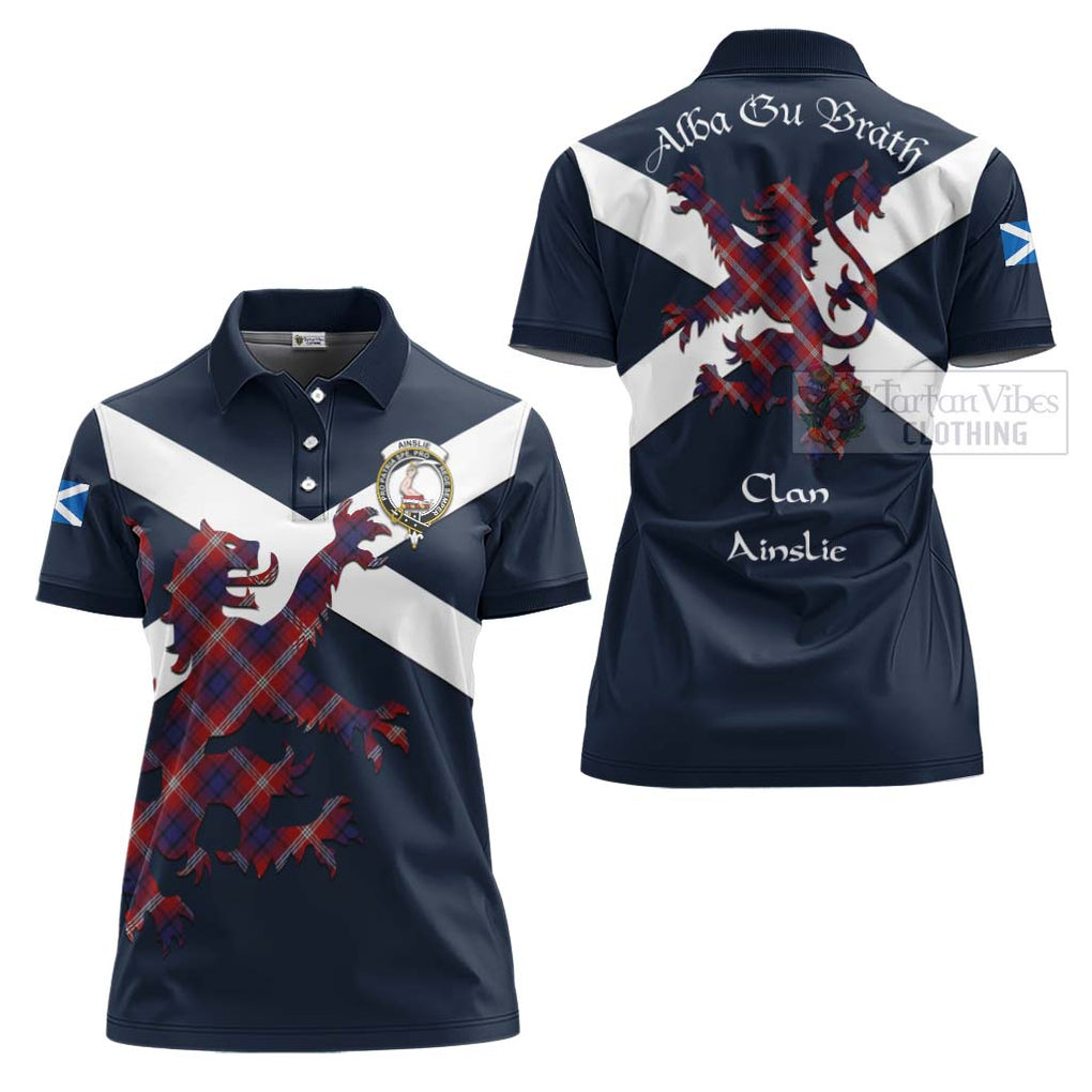 Tartan Vibes Clothing Ainslie Tartan Lion Rampant Women's Polo Shirt – Proudly Display Your Heritage with Alba Gu Brath and Clan Name