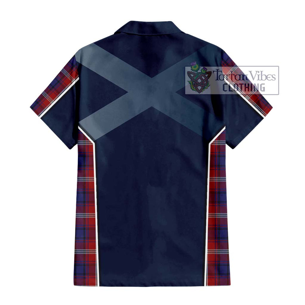 Ainslie Tartan Short Sleeve Button Shirt with Family Crest and Lion Rampant Vibes Sport Style - Tartan Vibes Clothing