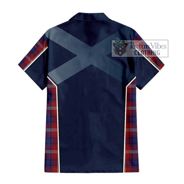 Ainslie Tartan Short Sleeve Button Shirt with Family Crest and Lion Rampant Vibes Sport Style