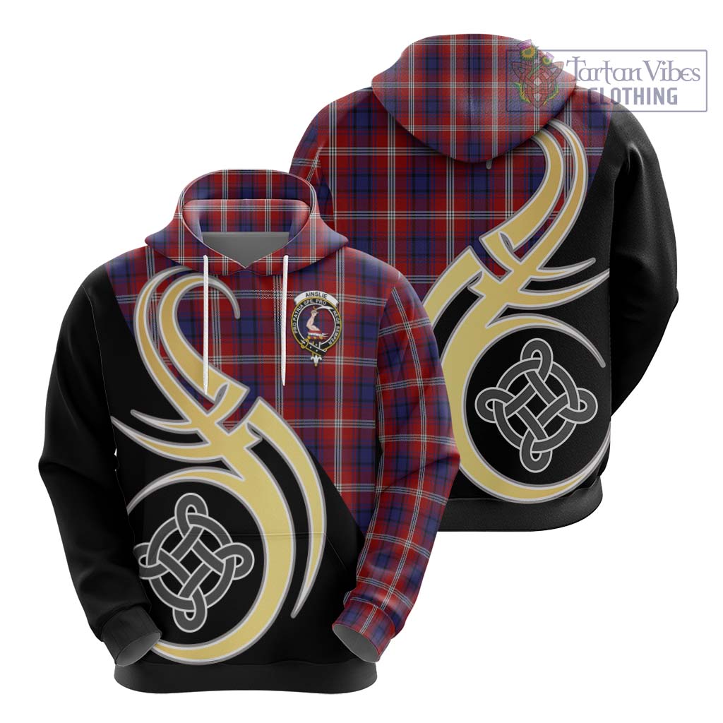 Ainslie Tartan Hoodie with Family Crest and Celtic Symbol Style - Tartan Vibes Clothing