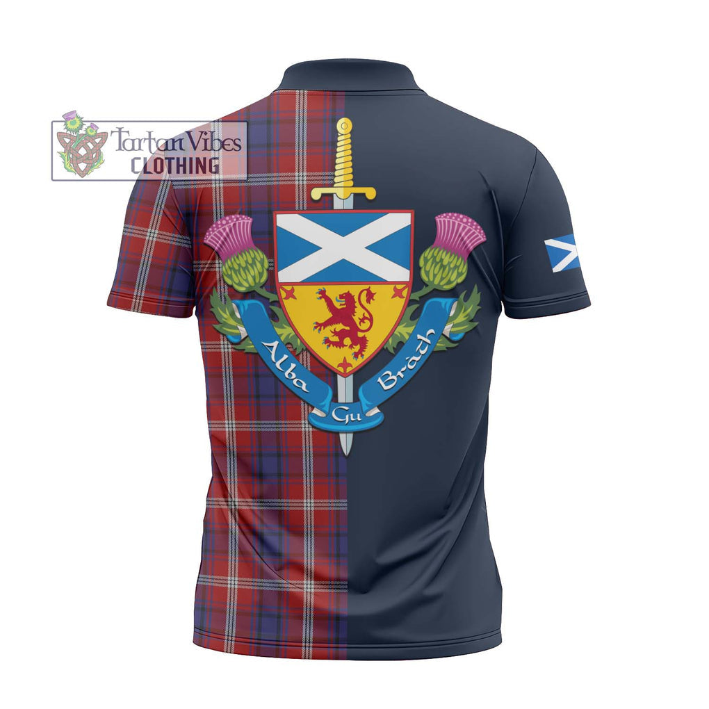 Tartan Vibes Clothing Ainslie Tartan Zipper Polo Shirt with Scottish Lion Royal Arm Half Style