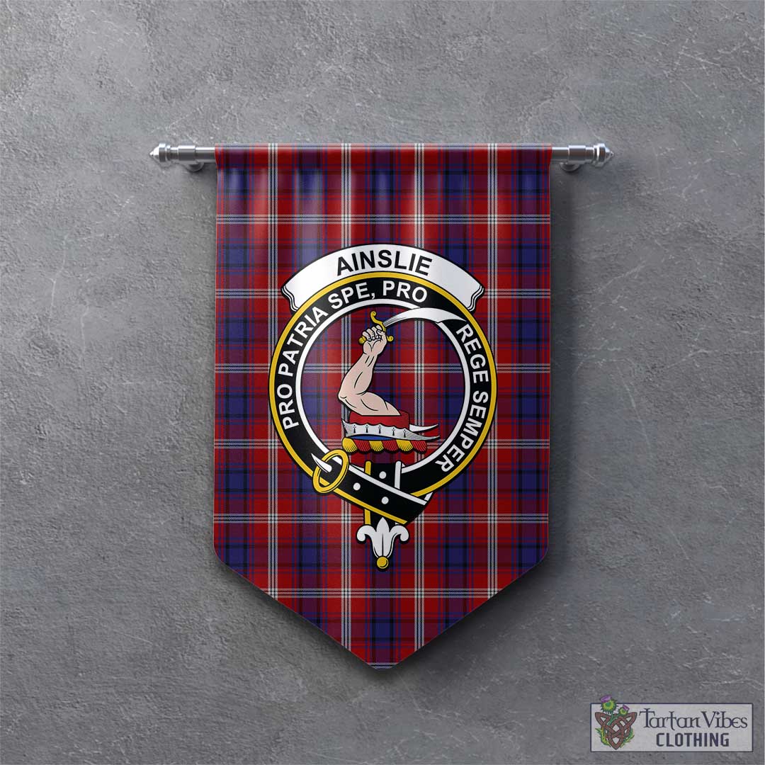 Tartan Vibes Clothing Ainslie Tartan Gonfalon, Tartan Banner with Family Crest