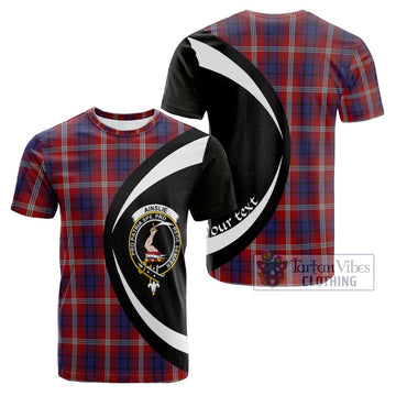 Ainslie Tartan Cotton T-shirt with Family Crest Circle Style