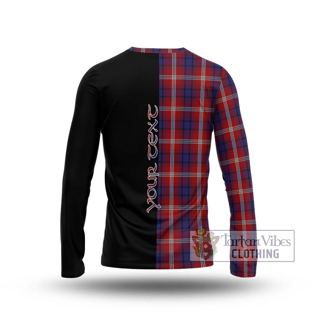 Ainslie Tartan Long Sleeve T-Shirt with Family Crest and Half Of Me Style - Tartanvibesclothing Shop