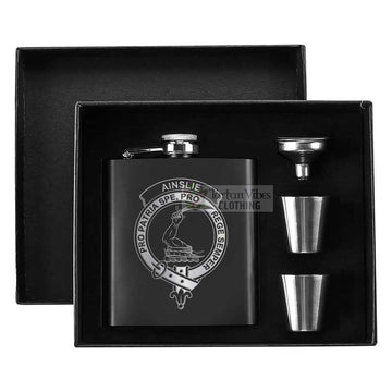 Ainslie Crest Hip Flask Set 7oz Black Stainless Steel with A Gift Box