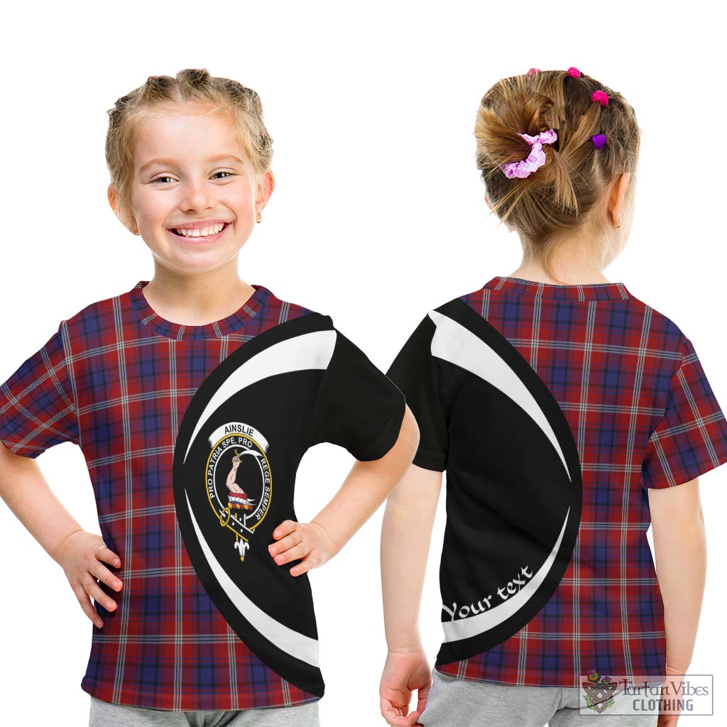 Ainslie Tartan Kid T-Shirt with Family Crest Circle Style - Tartan Vibes Clothing