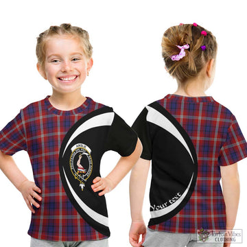 Ainslie Tartan Kid T-Shirt with Family Crest Circle Style