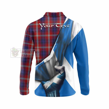 Ainslie Tartan Long Sleeve Polo Shirt with Family Crest Scotland Patriotic Style