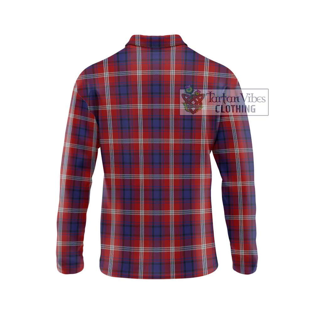 Ainslie Tartan Long Sleeve Polo Shirt with Family Crest DNA In Me Style - Tartanvibesclothing Shop