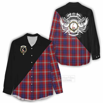 Ainslie Tartan Women's Casual Shirt with Family Crest and Military Logo Style