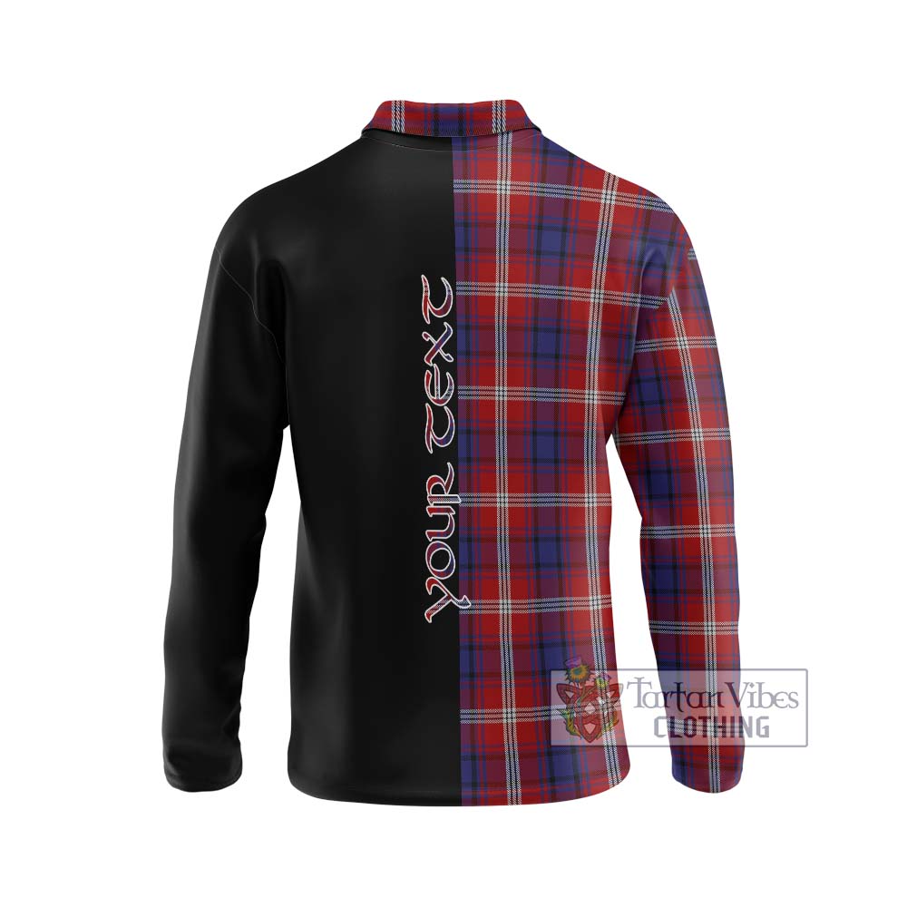 Ainslie Tartan Long Sleeve Polo Shirt with Family Crest and Half Of Me Style - Tartanvibesclothing Shop