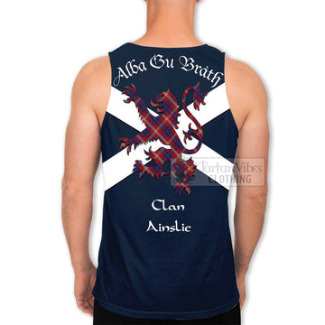 Ainslie Tartan Lion Rampant Men's Tank Top  Proudly Display Your Heritage with Alba Gu Brath and Clan Name