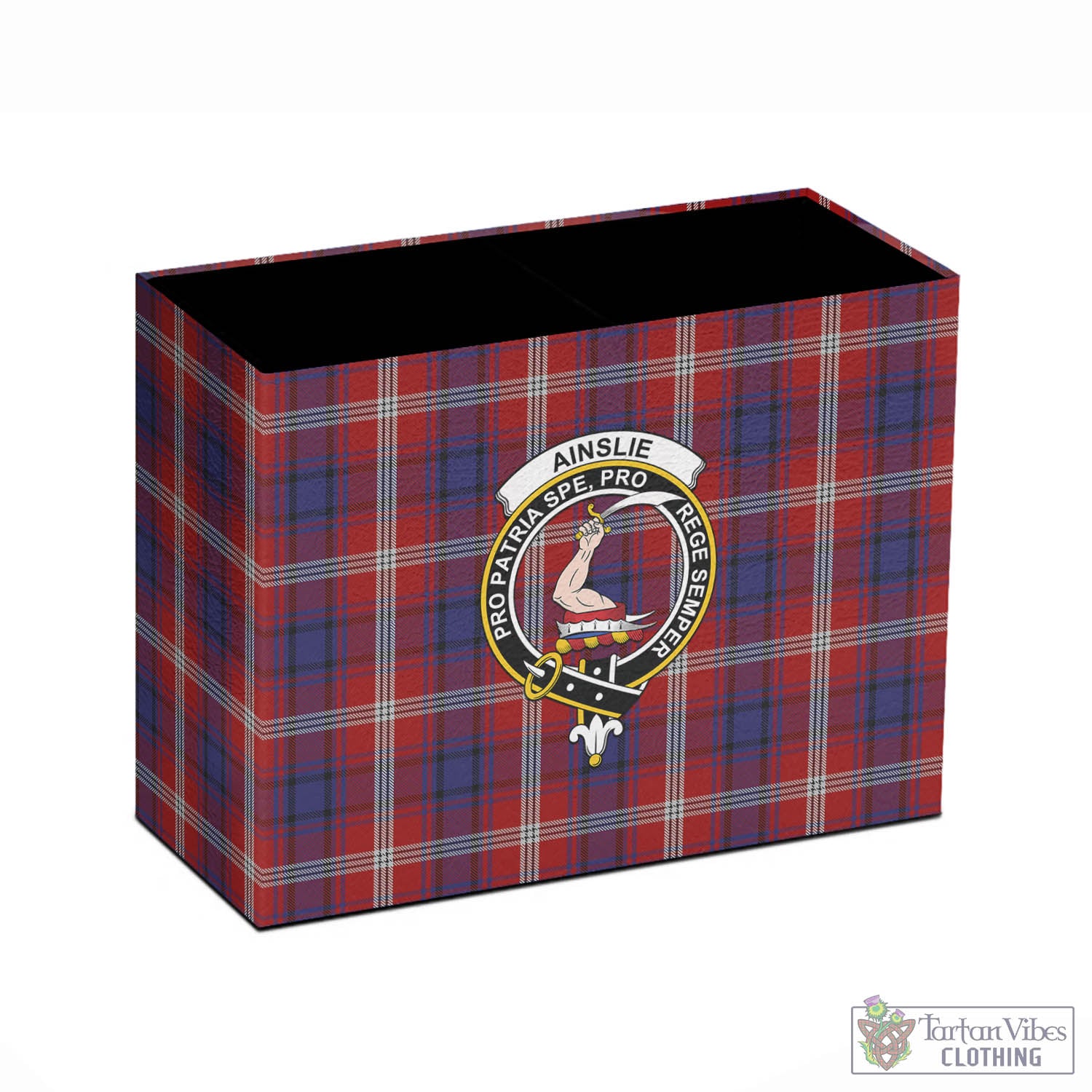 Tartan Vibes Clothing Ainslie Tartan Pen Holder with Family Crest