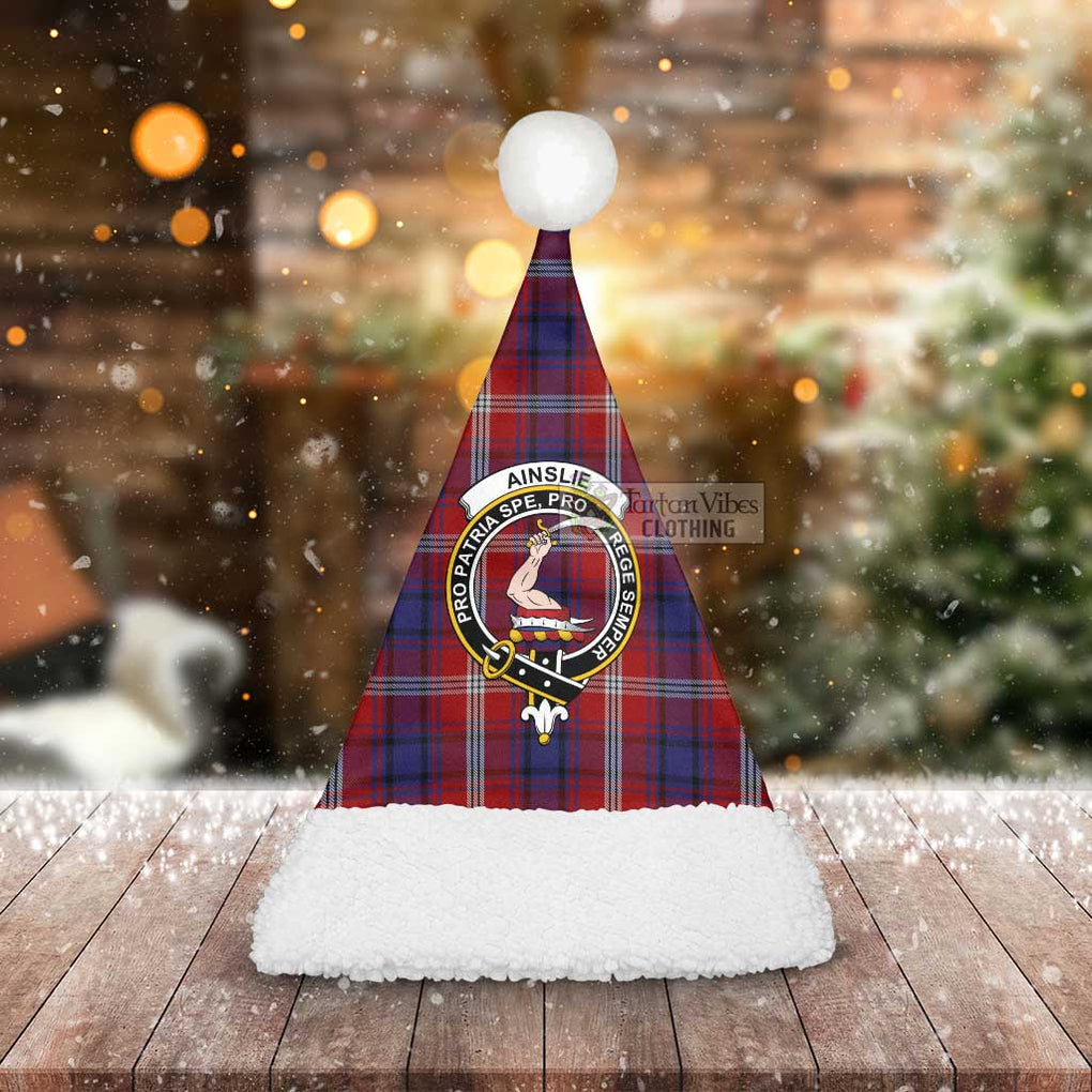 Tartan Vibes Clothing Ainslie Tartan Christmas Santa Hats with Family Crest