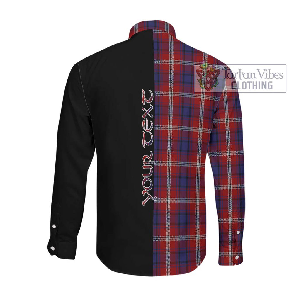 Ainslie Tartan Long Sleeve Button Shirt with Family Crest and Half Of Me Style Men's Shirt - Tartanvibesclothing Shop