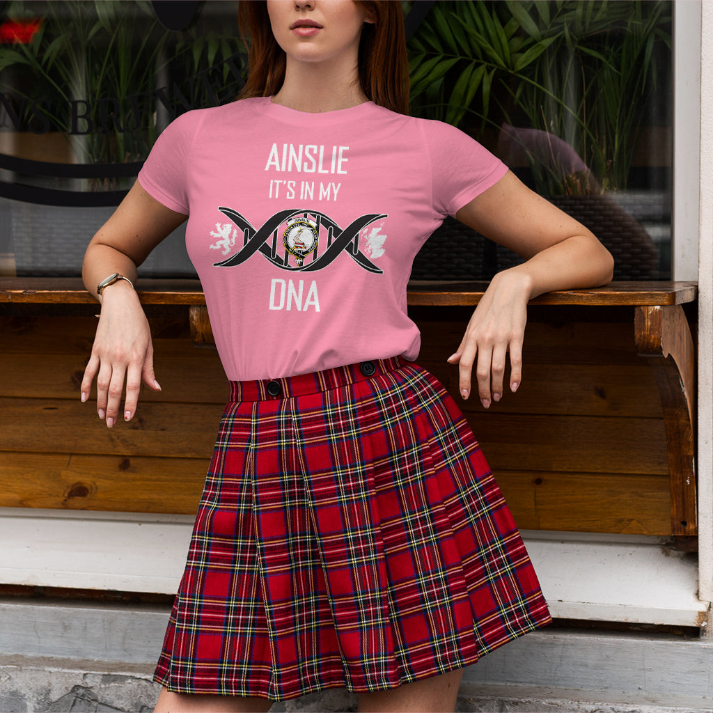 Ainslie Family Crest DNA In Me Womens T Shirt - Tartanvibesclothing