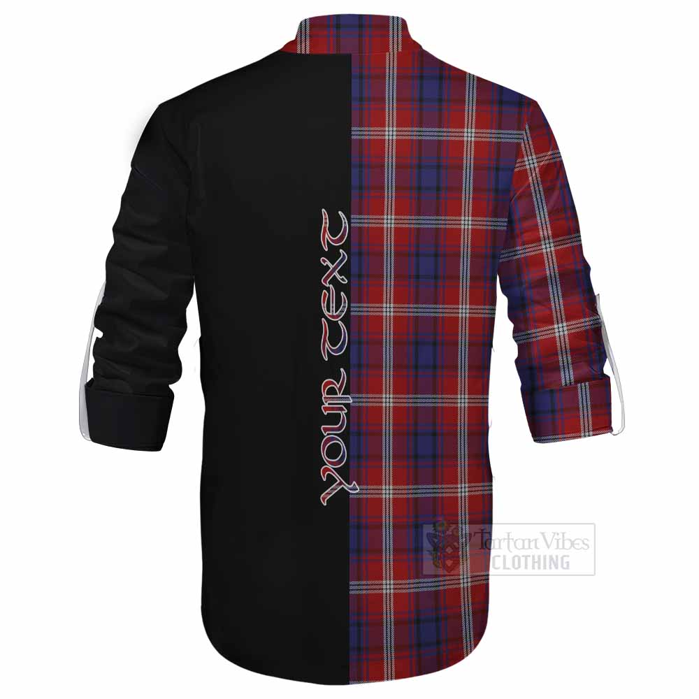 Tartan Vibes Clothing Ainslie Tartan Ghillie Kilt Shirt with Family Crest and Half Of Me Style