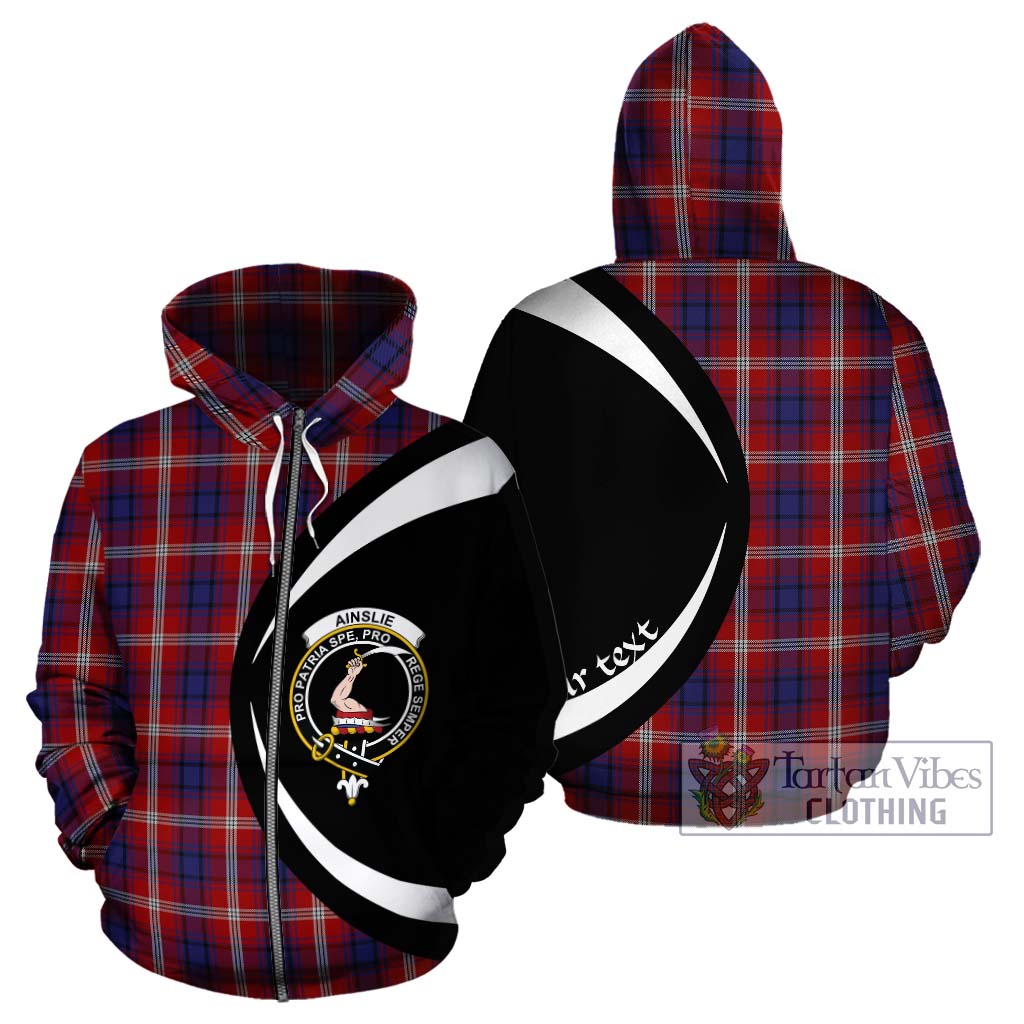 Tartan Vibes Clothing Ainslie Tartan Hoodie with Family Crest Circle Style