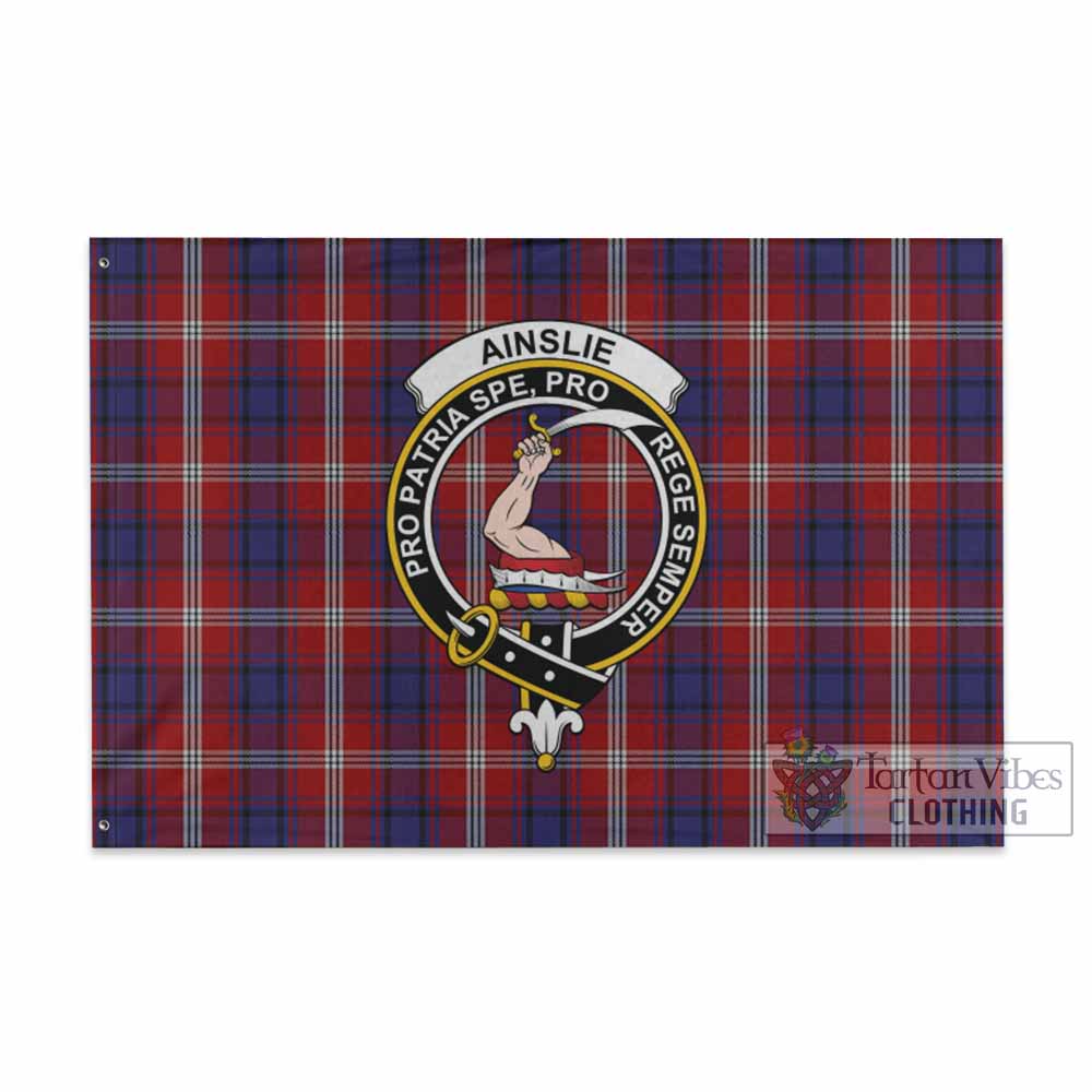 Tartan Vibes Clothing Ainslie Tartan House Flag with Family Crest