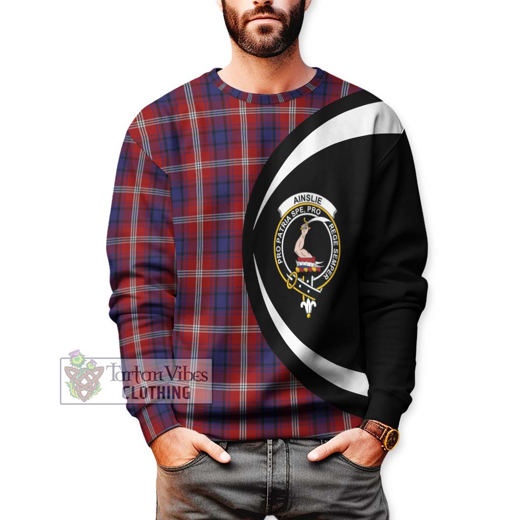 Ainslie Tartan Sweatshirt with Family Crest Circle Style - Tartan Vibes Clothing