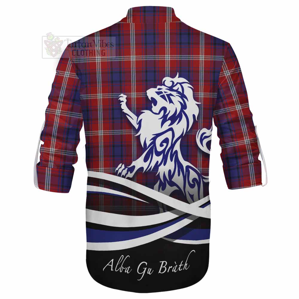 Tartan Vibes Clothing Ainslie Tartan Ghillie Kilt Shirt with Alba Gu Brath Regal Lion Emblem